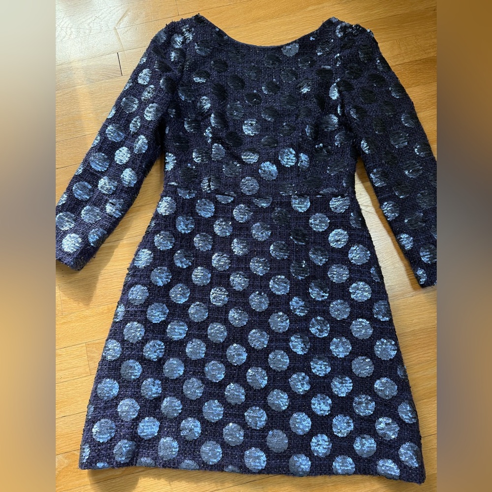 Jill Staurt Elegant Navy Polka Dot Dress